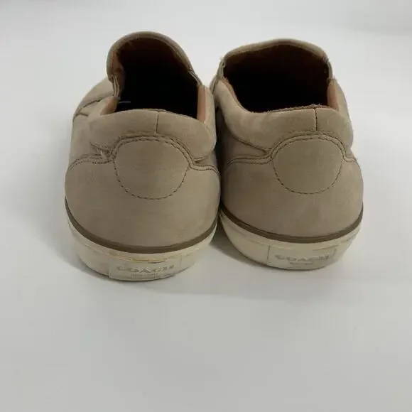 Coach Powers Slip On Suede Leather Casual Loafers Size 9 D Mens Cream Beige - Picture 3 of 9